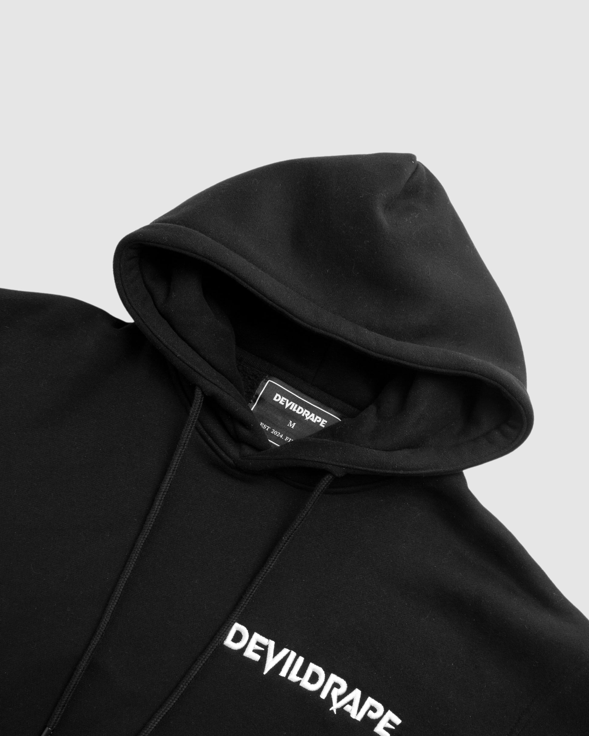 DEVILDRAPE UNISEX OVERSIZE BLACK HOODIE ONE
